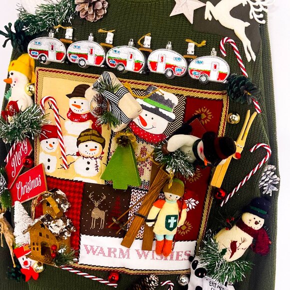 3D Mens Ugly Christmas Sweater: Handmade XXL Holiday Party Pullover - Picture 7 of 10